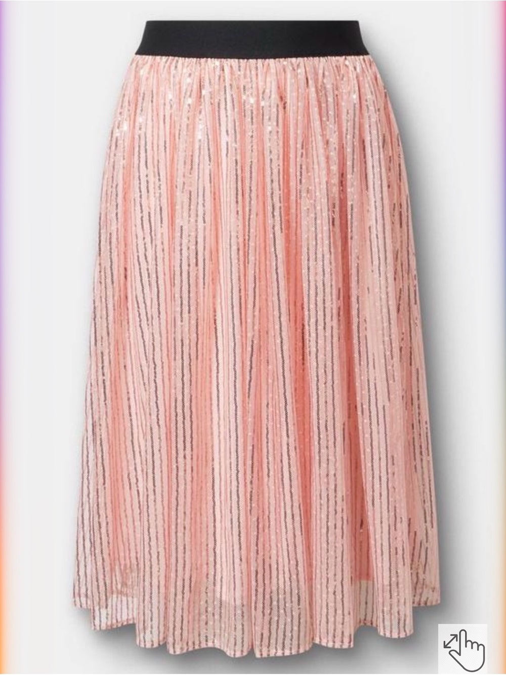 Torrid Blush Pink Sequin Striped Pleated Tea Length Skirt